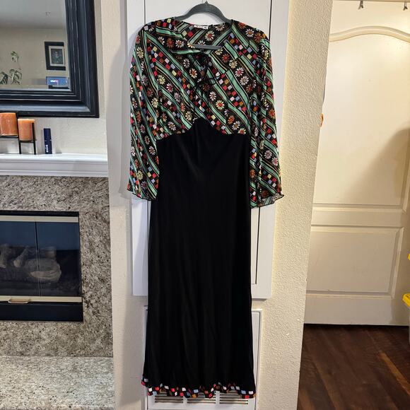 RIXO LONDON Lora Ruffled Printed Chiffon Tie Neck Maxi Dress Size Large - Picture 8 of 14